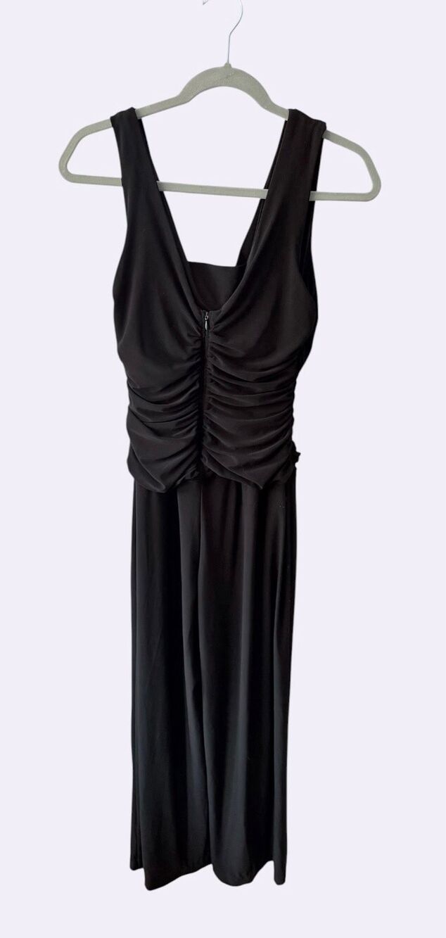 R&M Richards Black Cowl Neck Ruched Wide Leg Jumpsuit Size 8 Made in USA Evening - Picture 8 of 8